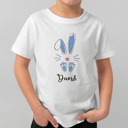 Maglietta in cotone per bambini personalizzata con il nome - Coniglietto di Pasqua
