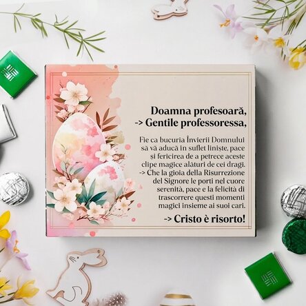 Scatola di cioccolatini personalizzata con un messaggio per la maestra - Buona Pasqua!