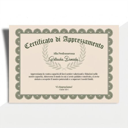 Diploma con testo personalizzato - Attestato di riconoscimento