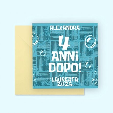 Biglietto quadrato personalizzato con testo - 4 anni dopo