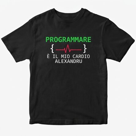 Maglietta in cotone personalizzata con scritta - Coding is my cardio