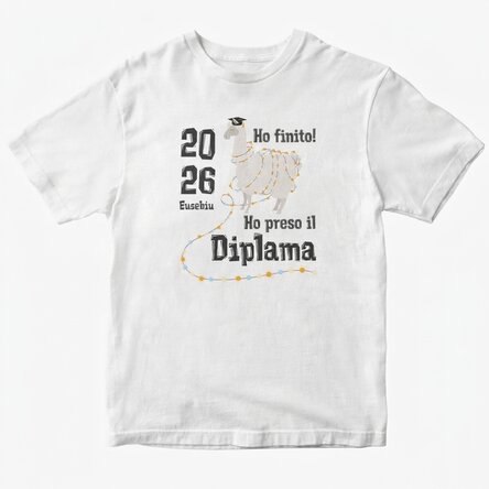 Maglietta in cotone personalizzata con scritta - Diplama
