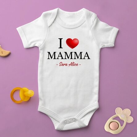Body personalizzato per bambini con la scritta "I love"