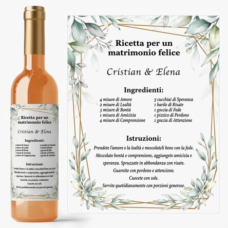 Vino personalizzato con messaggio - La ricetta per un matrimonio felice