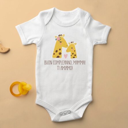 Body per bambini personalizzato con un messaggio per le mamme