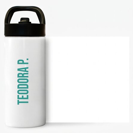 Thermos con manico e cannuccia personalizzato con nome in verticale