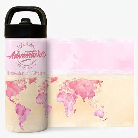 Thermos con manico e cannuccia personalizzato con nome - Be an explorer