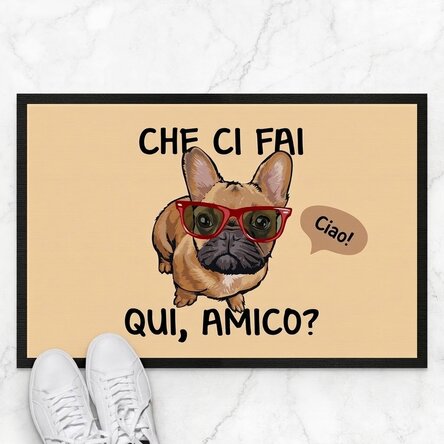 Tappetino d'ingresso personalizzato con scritta - Cane divertente