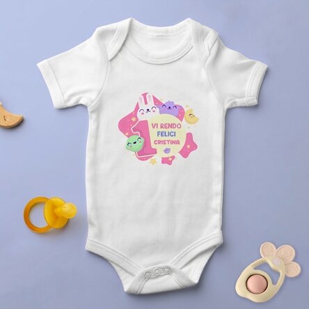 Body personalizzato per bambini con messaggio - Primo compleanno
