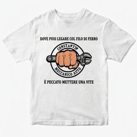 Maglietta in cotone personalizzata con scritta - Meccanico