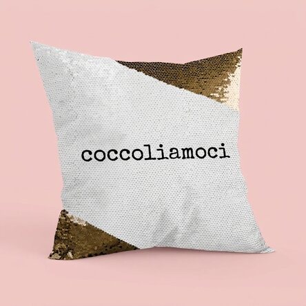 Cuscino personalizzato con scritta - Let's cuddle Paillettes dorate