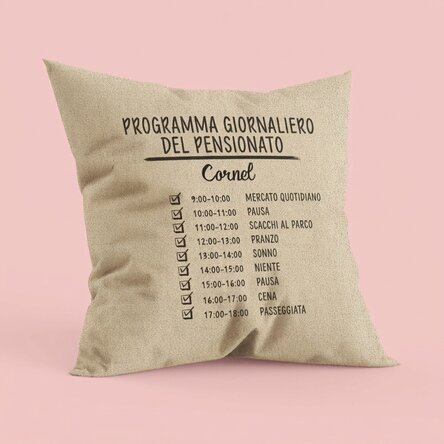 Cuscino personalizzato con scritta - Programma giornaliero - In