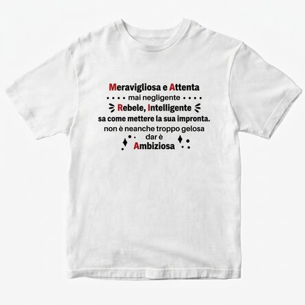 Maglietta in cotone personalizzata con scritta - M.A.R.I.A.