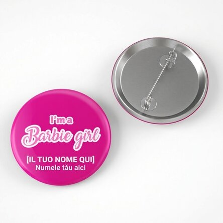Spilla personalizzata con messaggio - Barbie girl