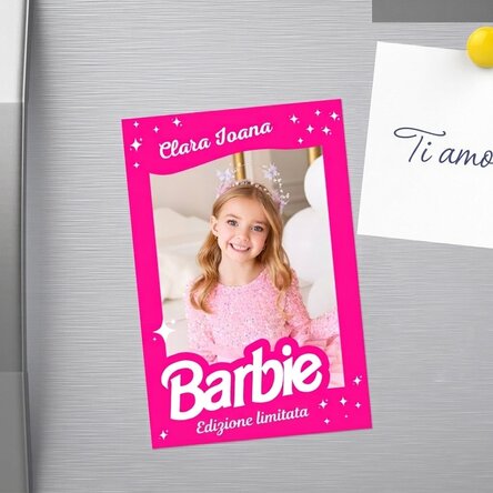 Magnete personalizzato 10x15 cm con foto e testo - Barbie