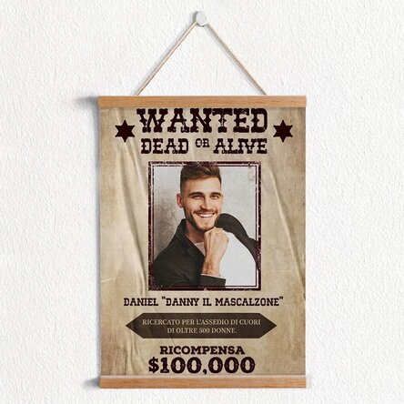 Poster personalizzato con gancio, testo e foto - Wanted
