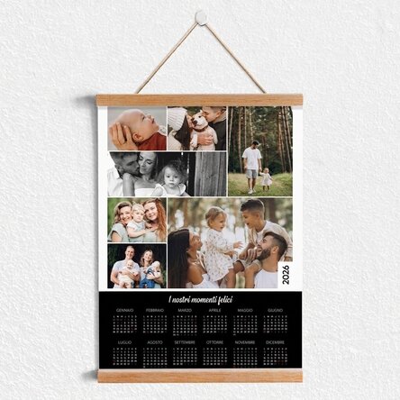 Calendario da parete personalizzato con ganci, 7 foto e testo