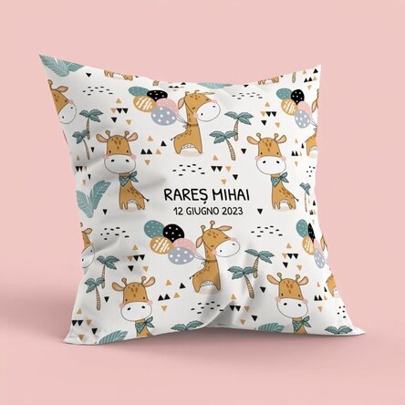 Cuscino personalizzato con nome, formato grande - Giraffa