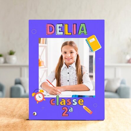 Cornice da scrivania personalizzata con foto e testo - Il primo giorno di scuola