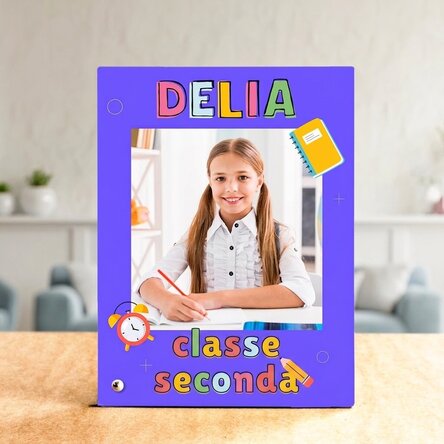 Cornice da scrivania personalizzata con foto e testo - Il primo giorno di scuola