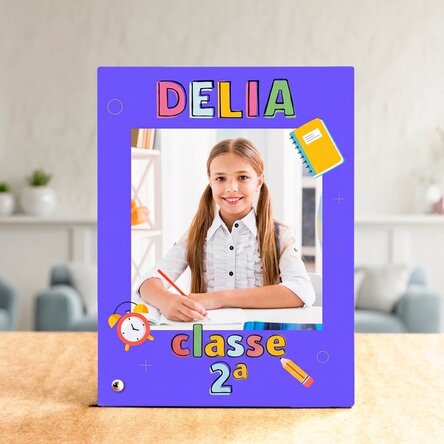 Cornice da scrivania personalizzata con foto e testo - Il primo giorno di scuola
