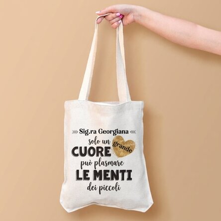 Borsa personalizzata con scritta - Il cuore di un insegnante