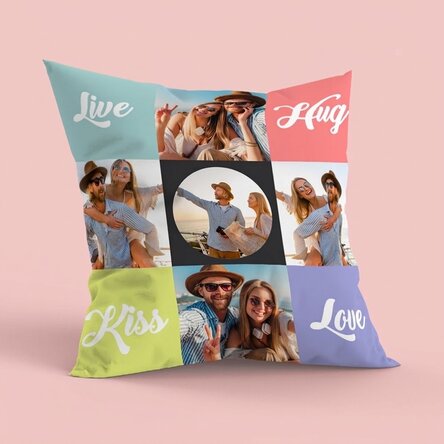 Cuscino personalizzato con 5 foto, formato grande - Joyful