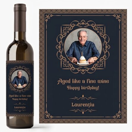 Vino personalizzato con foto e messaggio - Invecchiato come un buon vino