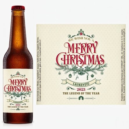 Birra personalizzata con scritta - Retro Christmas