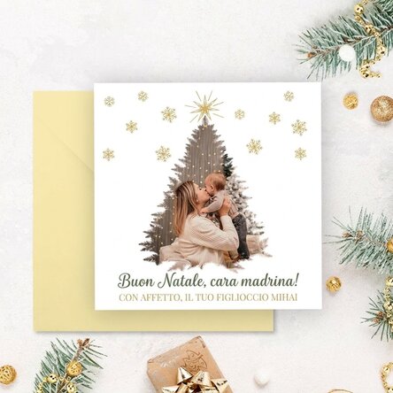 Biglietto quadrato personalizzato con foto e messaggio - Buon Natale!