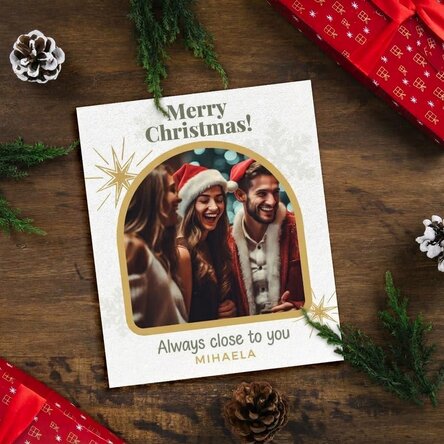 Foto personalizzata 10x12 cm con testo e immagine - Snowflakes & Stars