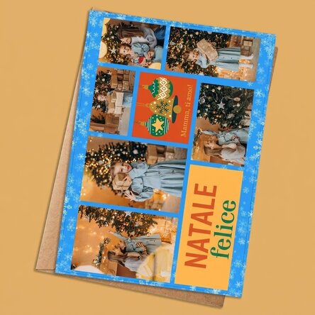 Biglietto personalizzato con 6 foto e testo - Holly Jolly