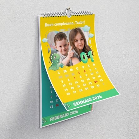 Calendario personalizzato per bambini con foto e testo - Dino