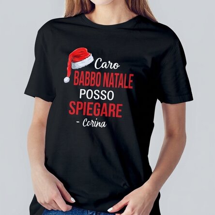 Maglietta in cotone personalizzata con la scritta "Dear Santa"