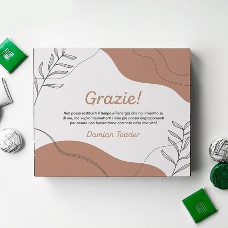 Scatola di cioccolatini personalizzata con messaggio di ringraziamento - Leaves