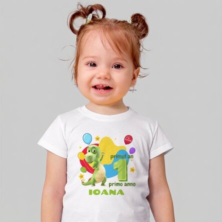 Maglietta in cotone per bambini personalizzata con il nome - Compleanno con Zigaloo