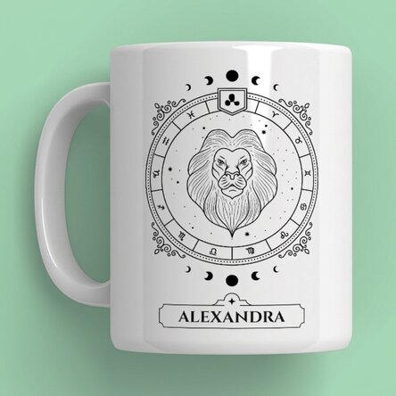 Tazza personalizzata con nome e segno zodiacale - Leone