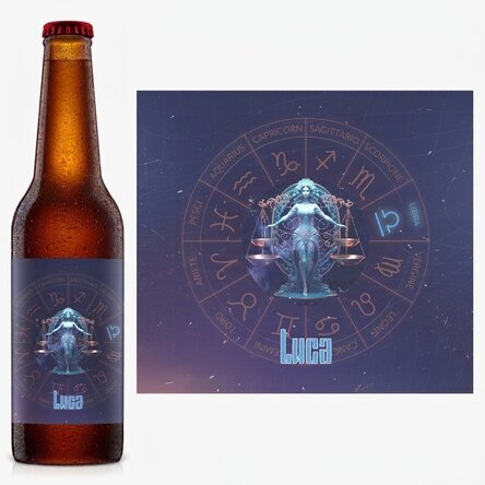 Birra personalizzata con nome e segno zodiacale - Bilancia