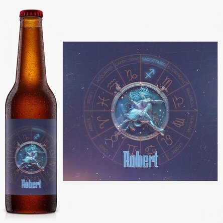 Birra personalizzata con nome e segno zodiacale - Sagittario