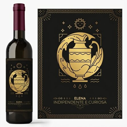 Vino personalizzato con testo e segno zodiacale - Acquario