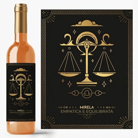 Vino personalizzato con testo e segno zodiacale - Bilancia
