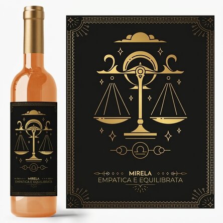 Vino personalizzato con testo e segno zodiacale - Bilancia
