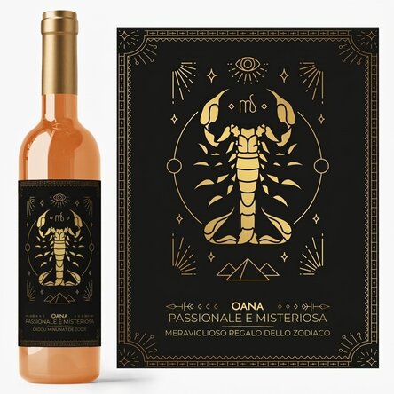 Vino personalizzato con testo e segno zodiacale - Scorpione