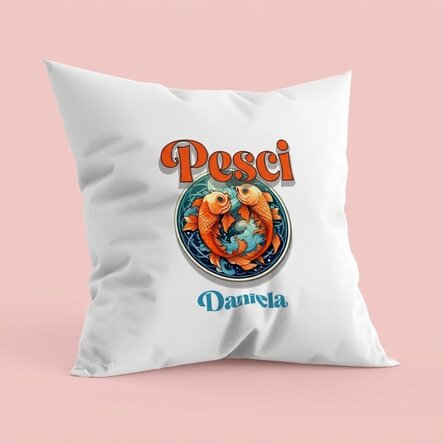 Cuscino personalizzato con nome e segno zodiacale - Pesci