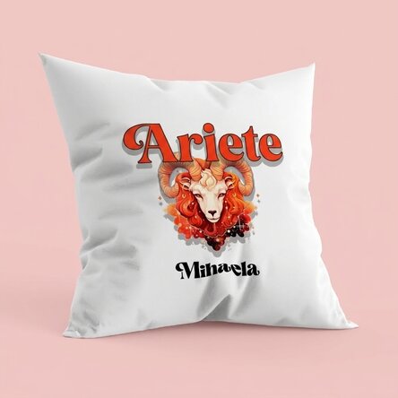 Cuscino personalizzato con nome e segno zodiacale - Ariete