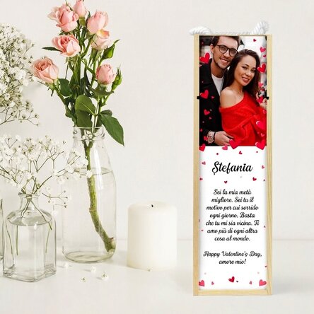 Scatola per vino personalizzata con una foto e un messaggio - Love