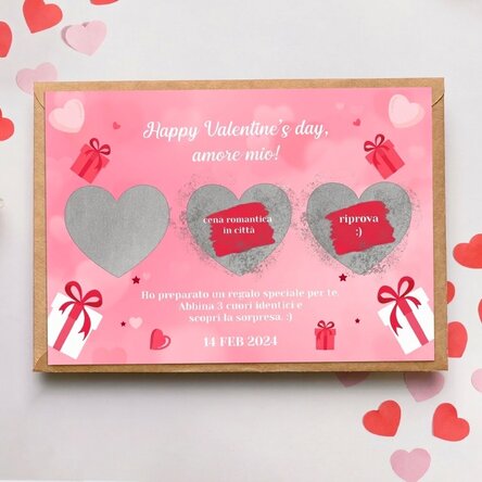 Cartolina gratta e vinci personalizzata con messaggio - Amore