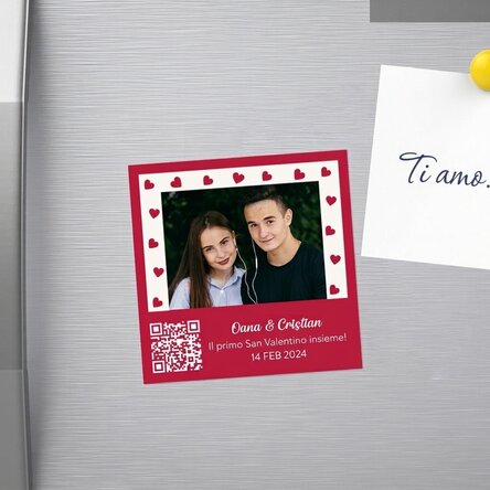 Magnete 10x10 personalizzato con foto, messaggio e codice QR