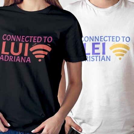 Maglietta in cotone personalizzata con scritta - Connected to