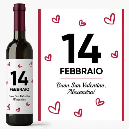 Vino personalizzato con scritta - Cuori